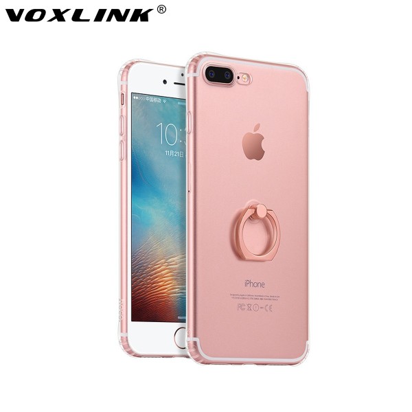 Original HOCO Clear TPU Case with Ring Holder Cover for IPhone 7 7Plus Camera Protection with Air Sac Edge Buffer(Rose gold For iPhone 7)