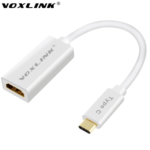 VOXLINK USB 3.1 Type C Male to HDMI Female Cable 4K Digital AV & USB OTG Adapter High Speed Charger Conventor For Macbook white