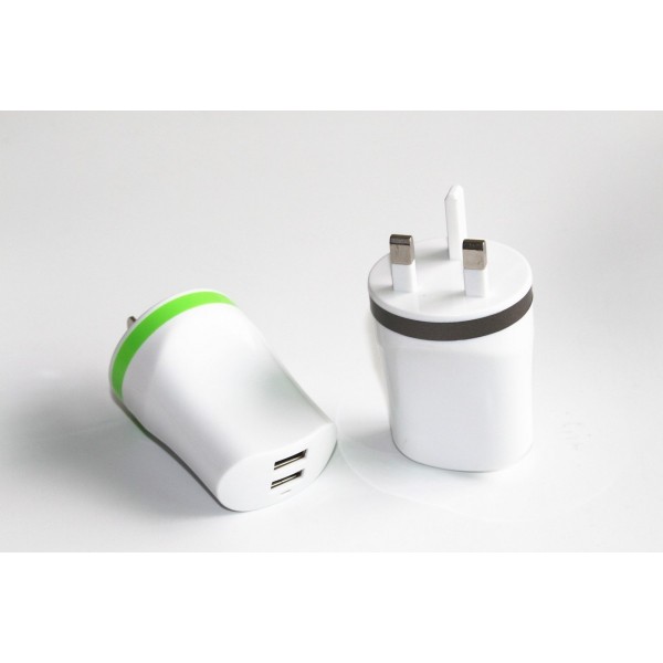 VOXLINK Phone tablet universal double usb charger Apple Samsung millet multi-port charger 5V2.4A EU White and gray