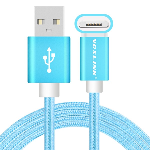 VOXLINK 2 in 1 Universal Quick charge usb cable for IOS Iphone 6 6s and android samsung S6 phone blue 0.25M