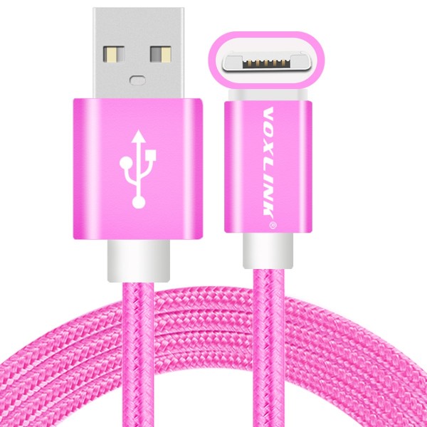 VOXLINK 2 in 1 Universal Quick charge usb cable for IOS Iphone 6 6s and android samsung S6 phone rose red 0.25M