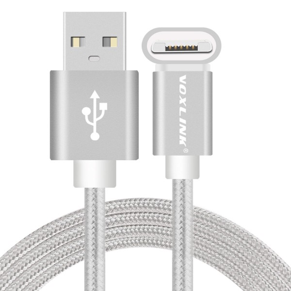 VOXLINK 2 in 1 Universal Quick charge usb cable for IOS Iphone 6 6s and android samsung S6 phone Silver 0.25M