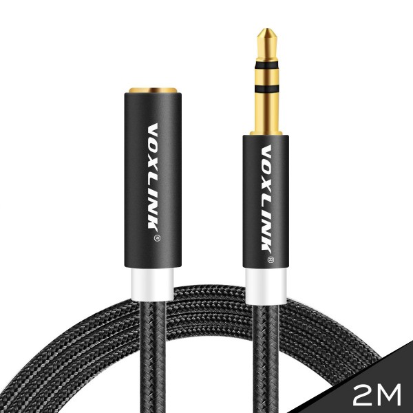 VOXLINK The new aluminum weave m to f audio cable car AUX audio cable car line 3.5MM Black 2M