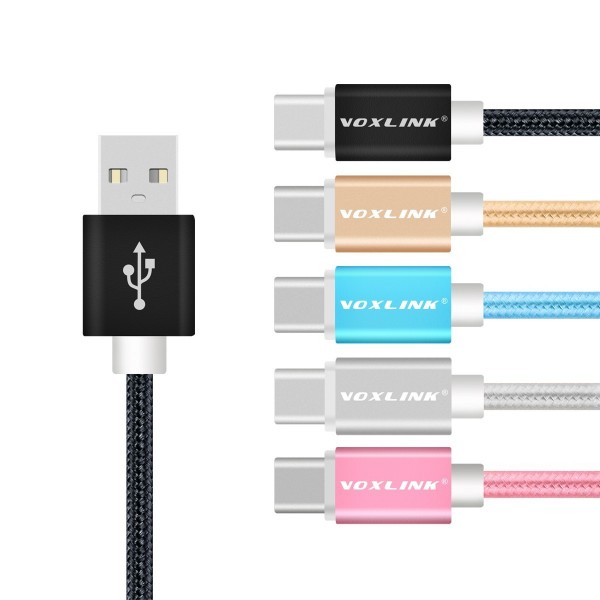 Voxlink Type C Cable MacBook Chomebook Xiaomi Nexus Letv Oneplus Nylon Braided Data Charging Wire Fast Charge USB 3.0 2.0 1m