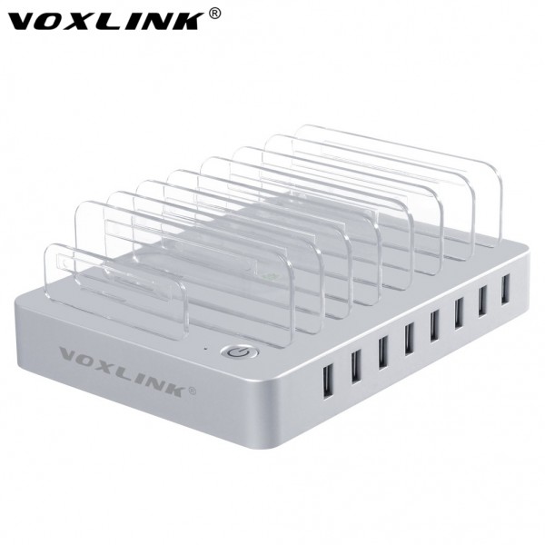 VOXLINK 5V 10A 50W 6-Port USB car Charger Travel Adapter Intelligent Detect Charging,silver