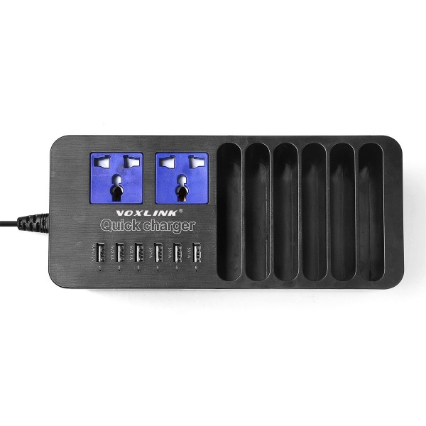 VOXLINK 5V 10A 50W 6-Port USB car Charger Travel Adapter Intelligent Detect Charging,black