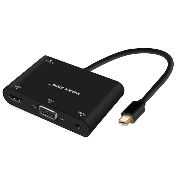 VOXLINK Mini DisplayPort turn VGA / Audio / HDMI 4K 3in1 adapter cable black