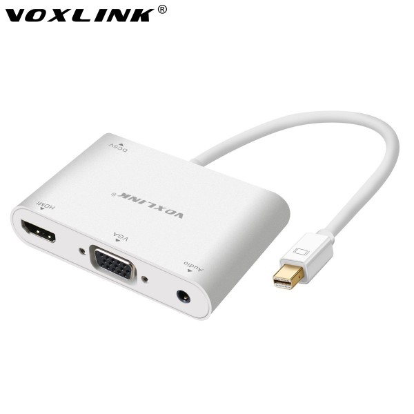VOXLINK Mini DisplayPort turn VGA / Audio / HDMI 4K 3in1 adapter cable white