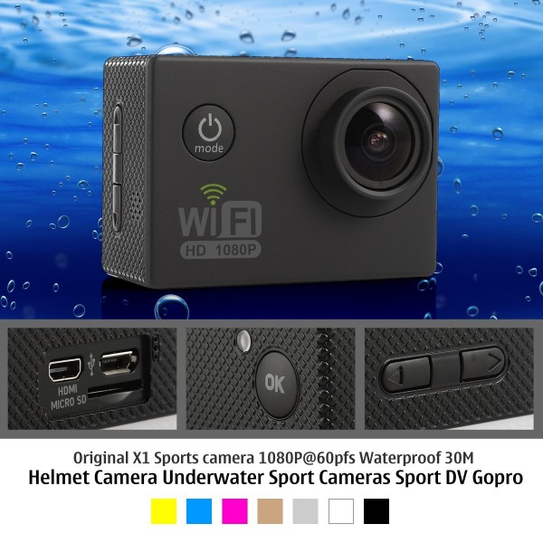 Original X1 Sports camera 1080P@60pfs Waterproof 30M Helmet Camera Underwater Sport Cameras Sport DV Gopro black
