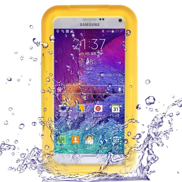 Waterproof Shockproof Dirt SnowProof Cover case with Stand Function for Note4 N9100,Yellow