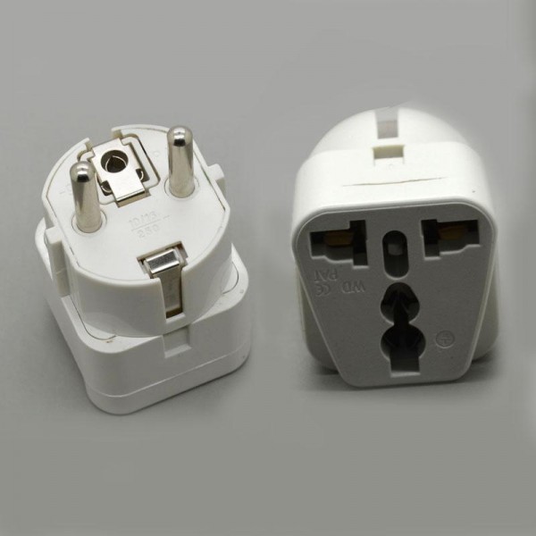 International Travel Grounded Adapter Plug white
