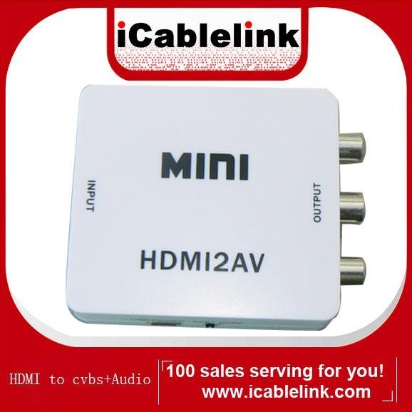 Mini HDMI/DVI 720P to AV/CVBS Composite Converter Support PAL/NTSC 480i 576i