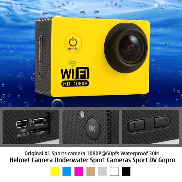 Original X1 Sports camera 1080P@60pfs Waterproof 30M Helmet Camera Underwater Sport Cameras Sport DV Gopro orange