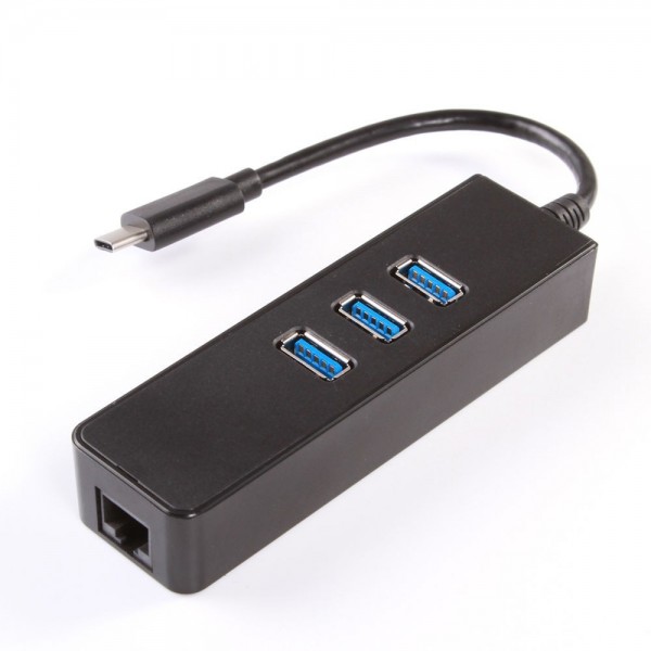 USB 3.1 Type C to Gigabit Ethernet Network +USB 3.0 Hub 3-port Cable LAN Adapter