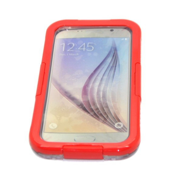 Waterproof Case Dustproof Shockproof Gel Touch Screen Ipx8 Swimming Diving Cover For Samsung GALAXY S6/S6 EDGE、red