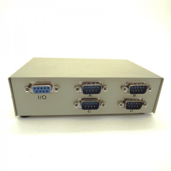High Quality DB9 9-pin Serial RS-232 4 Port ABCD Switch Adapter Box Beige