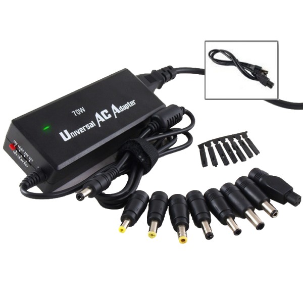 70W 9 Tips, 3-Prong Universal AC Laptop/Notebook adapter US