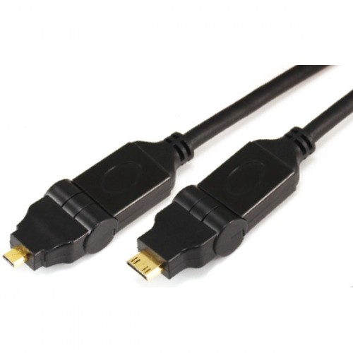 Micro HDMI male(swing type) to Mini HDMI male(swing type) cable 11-X-013