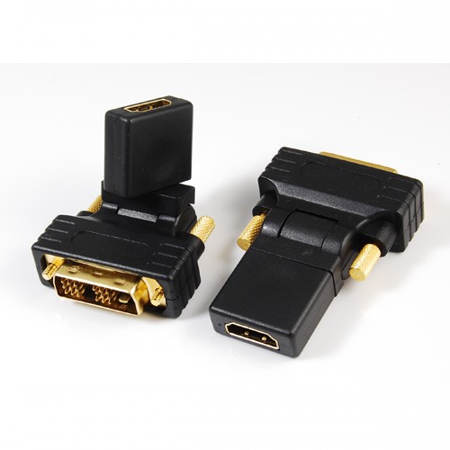 DVI(18+1)male to HDMI female adaptor,rotating 270°10-031