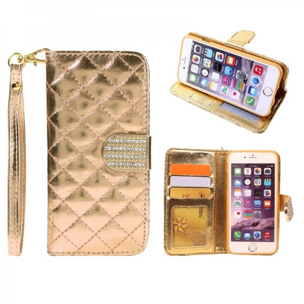 2015 New Luxury Crystal Glitter button Diamond line leather Flip case with card Wallet For Samsung galaxy s6/s6 edge