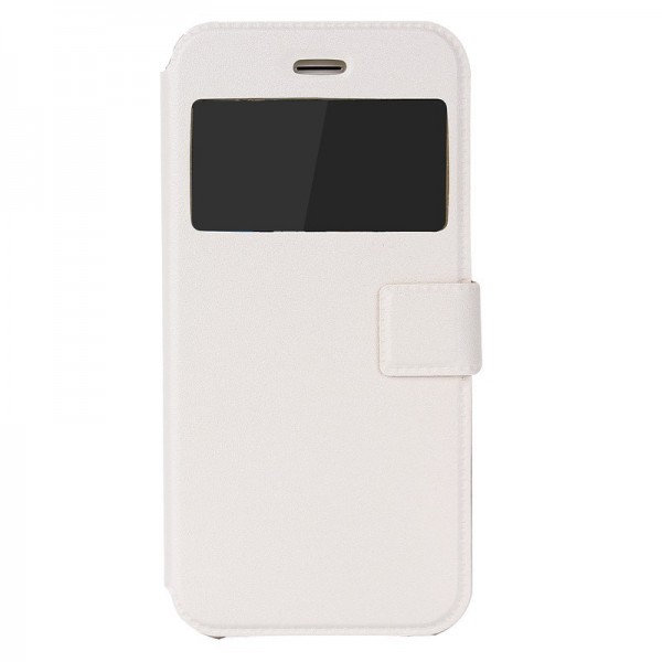 Wallet TPU Silicone Cover PU Flip Leather Phone Cases Window Display View With Stand Function For iPhone6 Plus, WHITE