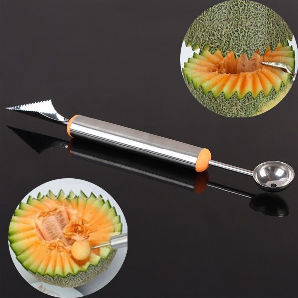 Stainless Steel Fruit Melon Ice Cream Scoop Spoon Melon Baller Carving Knife