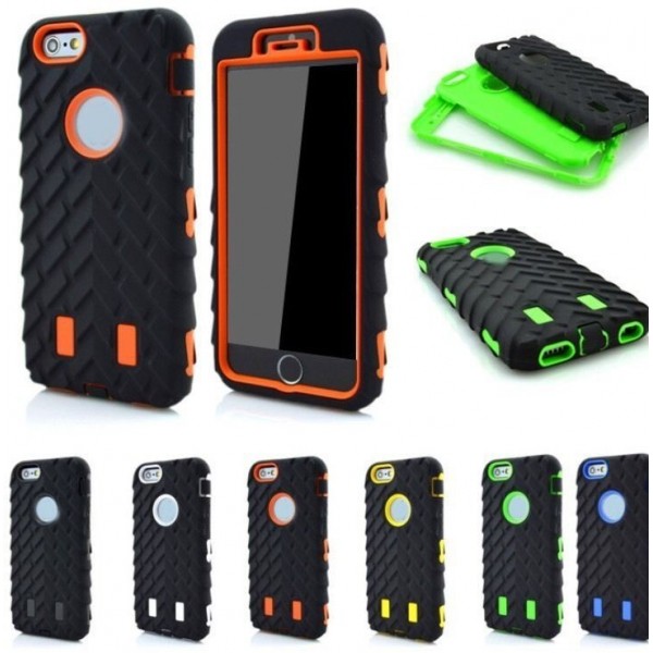 Tire Dual Layer Defender Case For iphone 6 TPU + Hard Plastic 3 in 1 Heavy Duty Armor Hybrid Phone Cover,black+blue