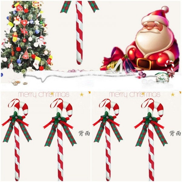 1pcs Christmas Celebrate Party Bowknot Crutches Props Xmas Decoration Pendant Ornaments