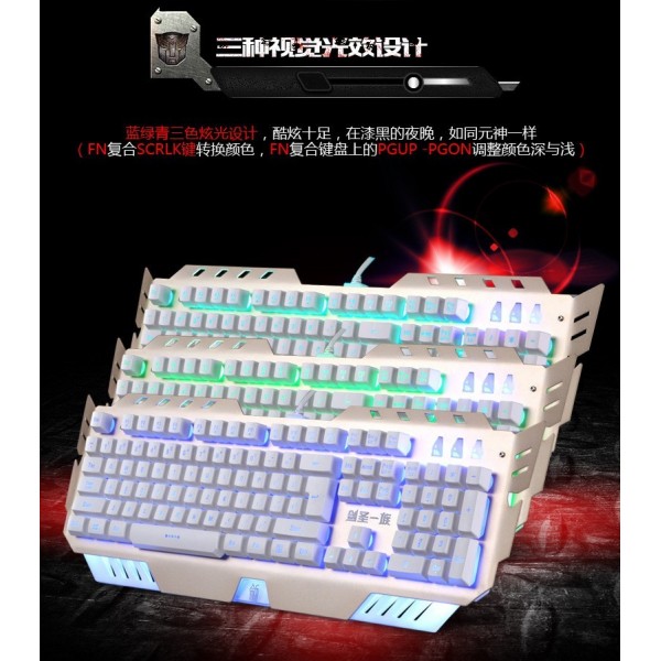 3 colors LED backlight computer keyboard USB wired professional PC game keyboard