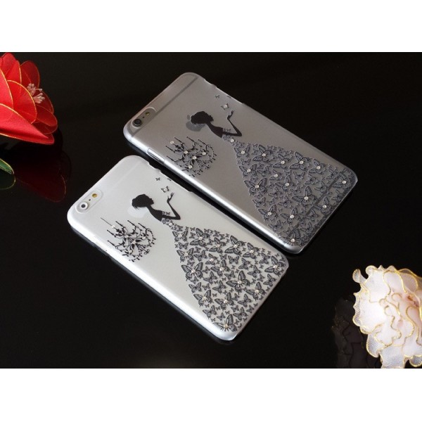 Fashion TPU Relief Set Auger Pattern PC Soft Cover For 4.7inch iphone6 /6S,Black