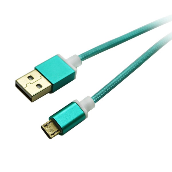 New 1 meter gold plated head aluminum shell USB MICRO data line green