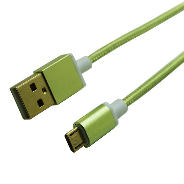 New 1 meter gold plated head aluminum shell USB MICRO data line Yellow