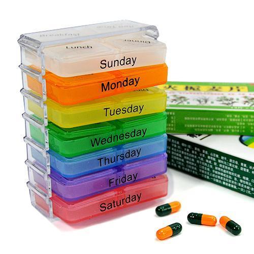 K1 Medicine Weekly Storage Pill 7 Day Tablet Sorter Box Container Case Organizer