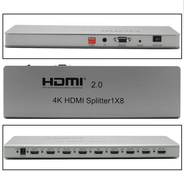 2.0 HDMI 1*4 splitter Support 3D resolution 4096*2160/60P