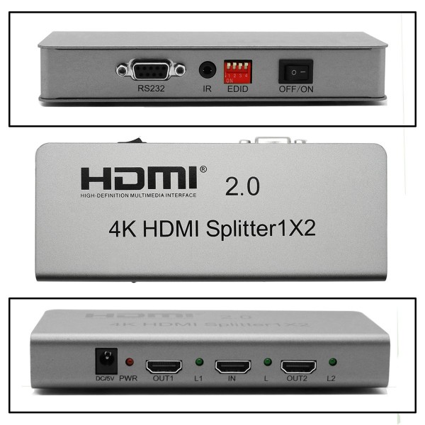 2.0 HDMI 1*4 splitter Support 3D resolution 4096*2160/60P
