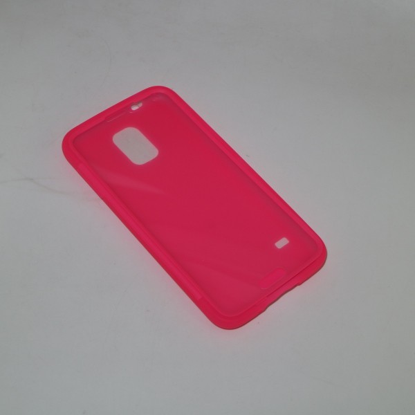 Full Screen Window ,Touch Transparent View Flip Case Cover for samsung S5 ,hot pink