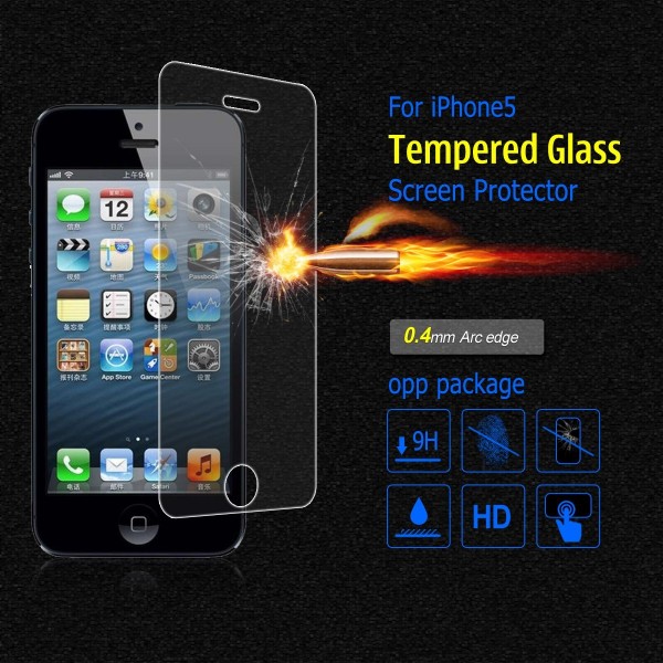 0.4 Ultra Thin HD Clear Explosion-proof Tempered Glass Screen Protector for iPhone5-opp package
