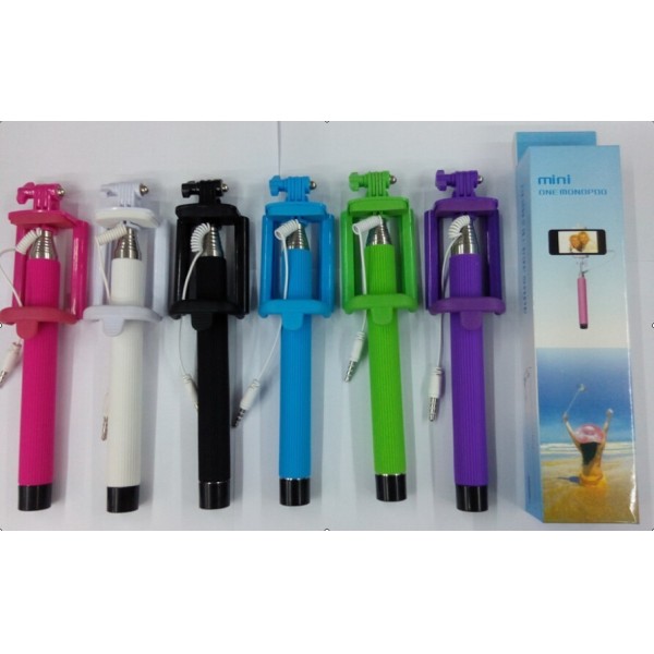 mini monopod Handheld Extendable self-timer,Folding Handheld Monopod mobile phone Wired self timer, green