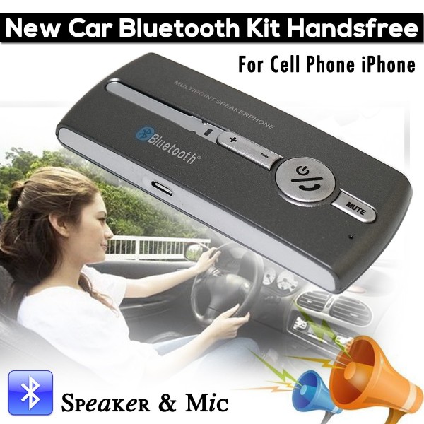 New Car Bluetooth Kit Handsfree Speakerphone Speaker & Mic For Cell Phone iPhone