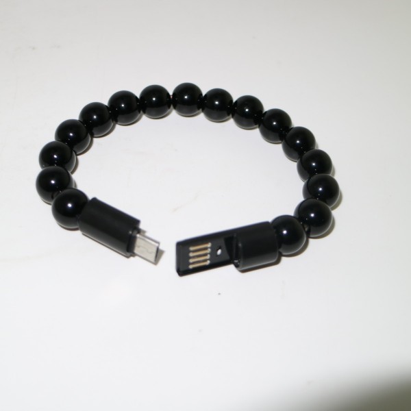 Beads Bracelet Micro USB Charger Data Sync Cable Cord for Samsung LG HTC,black