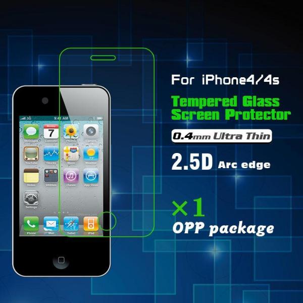 0.4mm Ultra Thin 2.5D HD Clear Tempered Glass Screen Protector for iPhone4-opp package