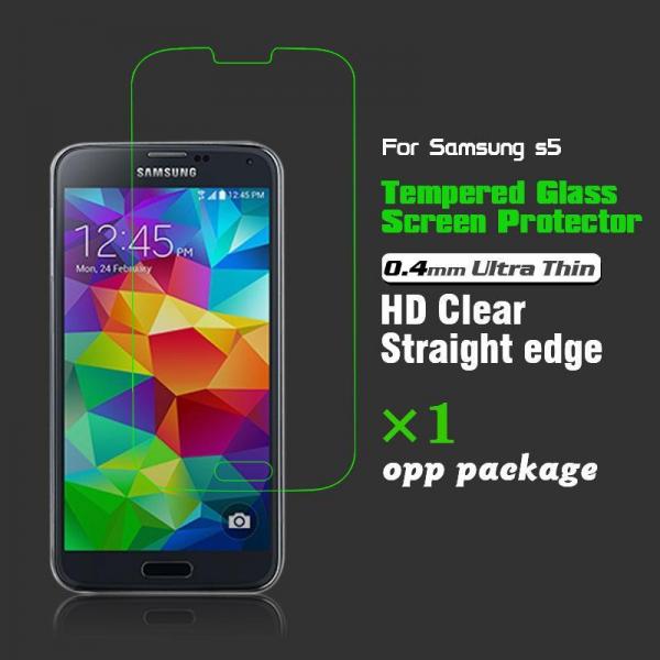 0.4mm Ultra Thin HD Clear Tempered Glass Screen Protector for Samsung Galaxy i9600 S5-opp package
