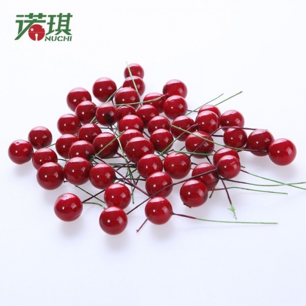 30pcs/lot Mini Fake Fruit Small Berries Artificial Flower red cherry Bouquet Stamen Pearlized Weddin
