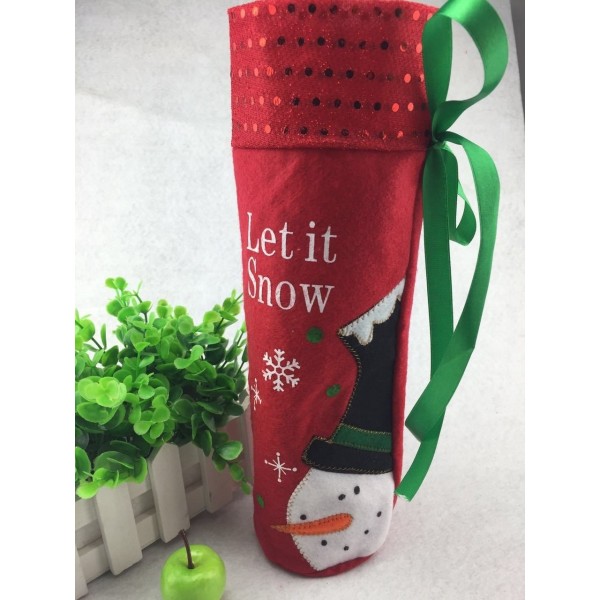 Christmas Red Wine Bottle Bags champagne covers Wine Holder bag Gifts Bag Santa Claus Snowman decora