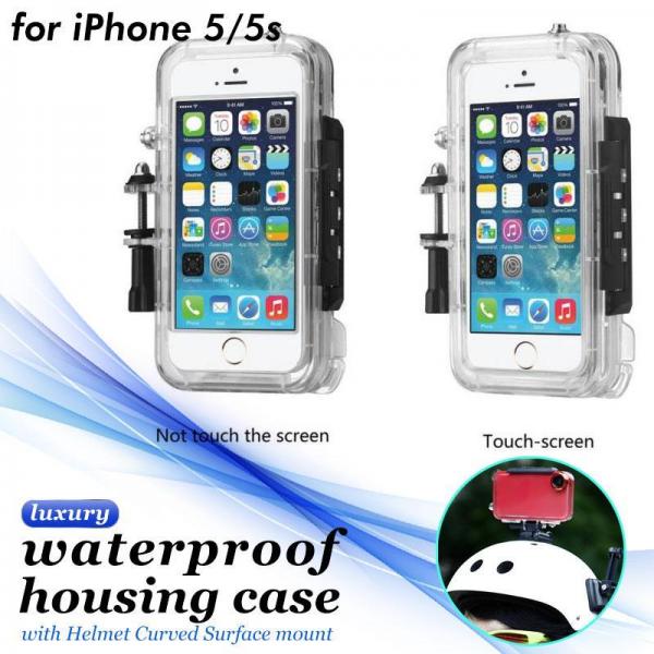 waterproof housing case with Helmet Curved Surface mount for iphone 5 5s sports multi kit,luxury