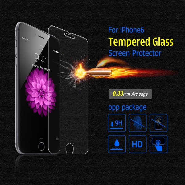 0.4 Ultra Thin 2.5D HD Clear Tempered Glass Screen Protector for iPhone6 plug-retail package