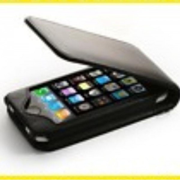 BLACK FLIP LEATHER CASE COVER POUCH FOR IPHONE 4 4G