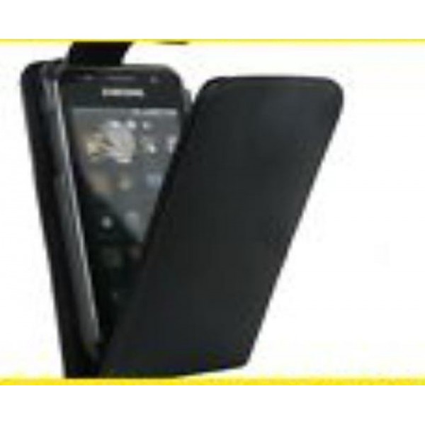 BLACK FLIP LEATHER CASE FOR SAMSUNG i9000 GALAXY S