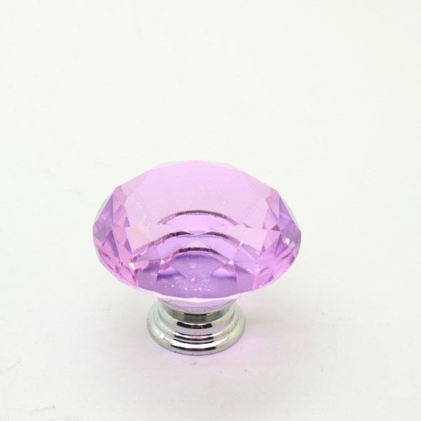 40mm Diamond Crystal glass door handle-purple