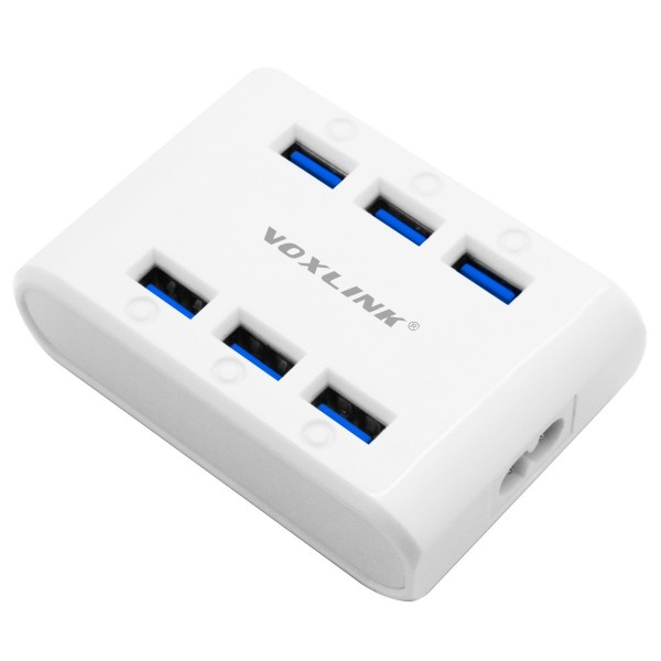 VOXLINK 4.8A Smart 6usb inserted row six-slot charger Apple Andrews millet Universal fast charging head white UK 